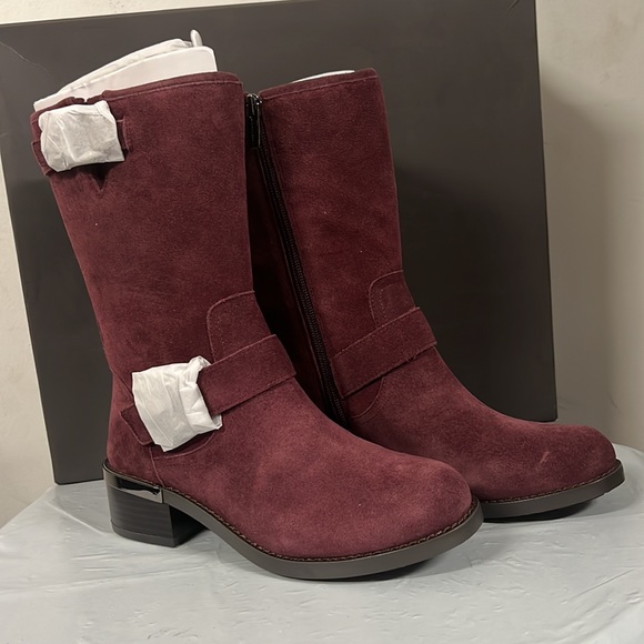 NIB Vince Camuto Women’s Wadelyn Leather Round Toe Mid-Calf Boot, Red - 6.5 - Picture 2 of 13